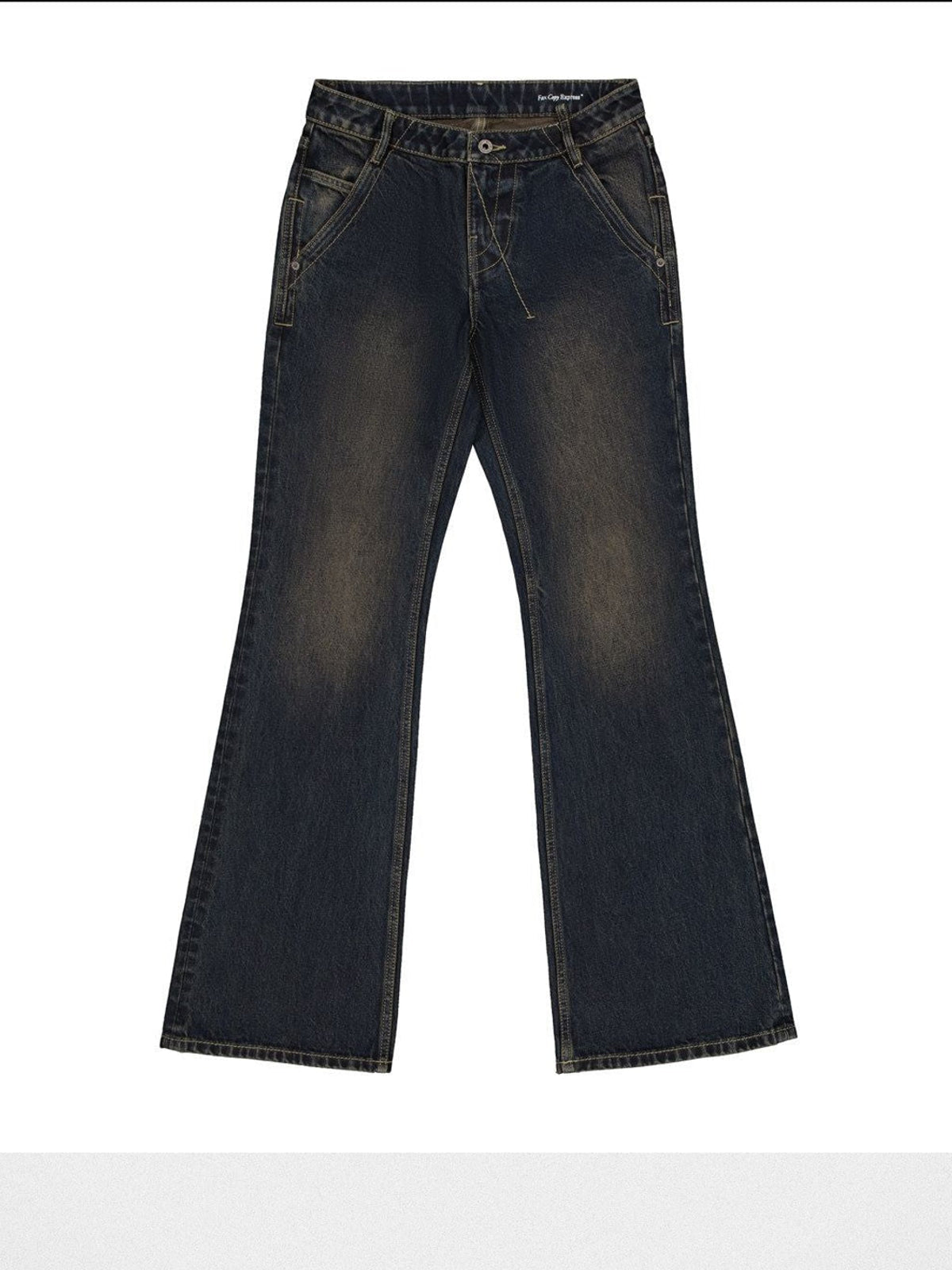 FaxCopyExpress Distressed Slim Flare Jeans in Black
