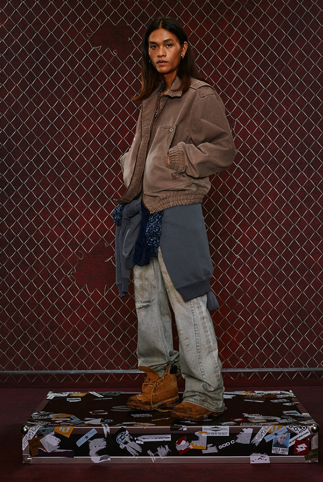 SOD Digital Stain Micro Flare Jeans in Gray - On Female Model