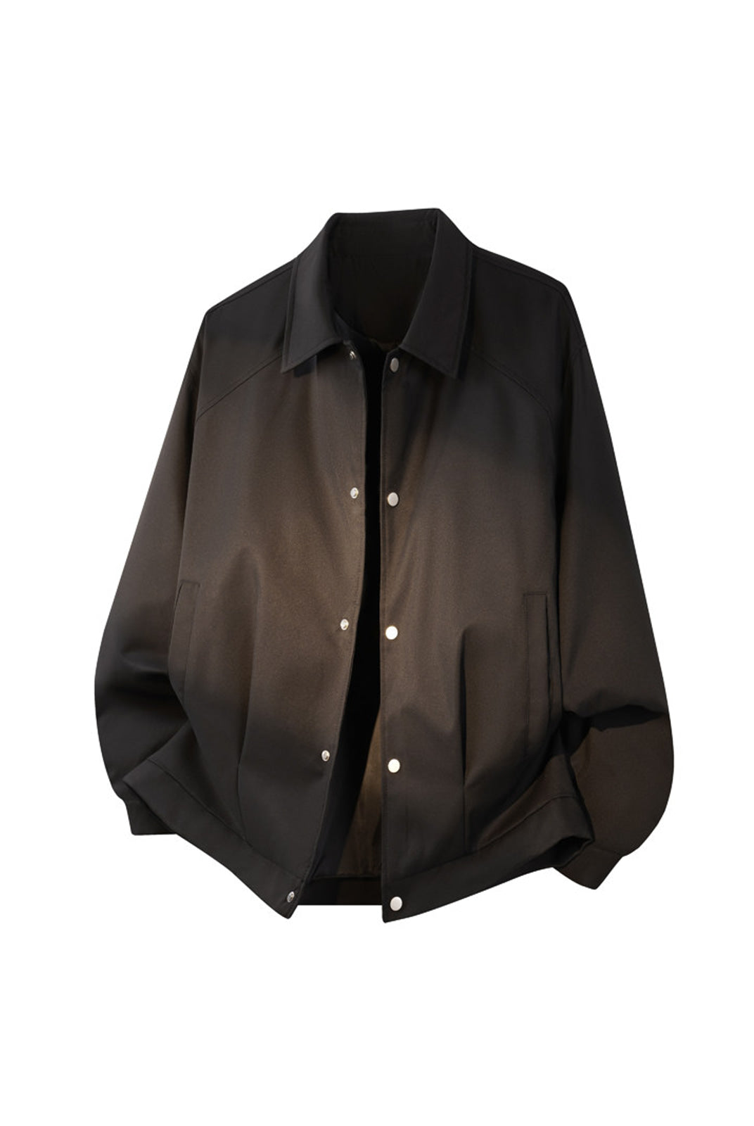 MEDM Collared Snap Front Jacket in Black