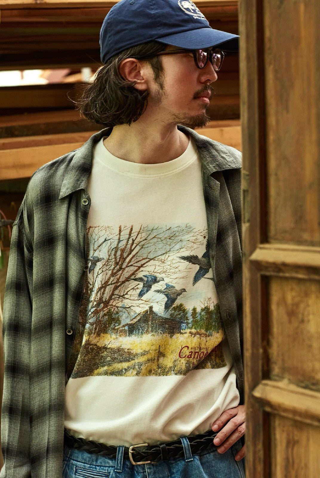 USAGE Canoe Club Graphic Cotton T Shirt in White - On Male Model