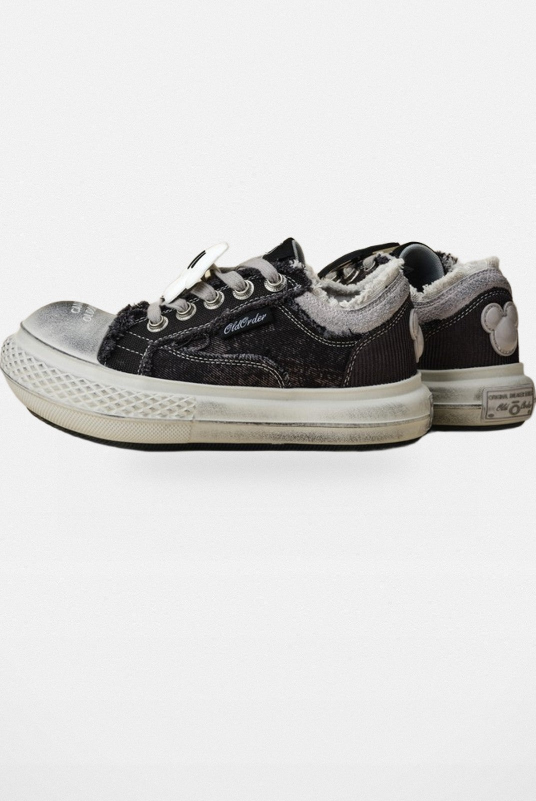 OLDORDER Mickey Mouse Chunky Platform Sneakers in Black