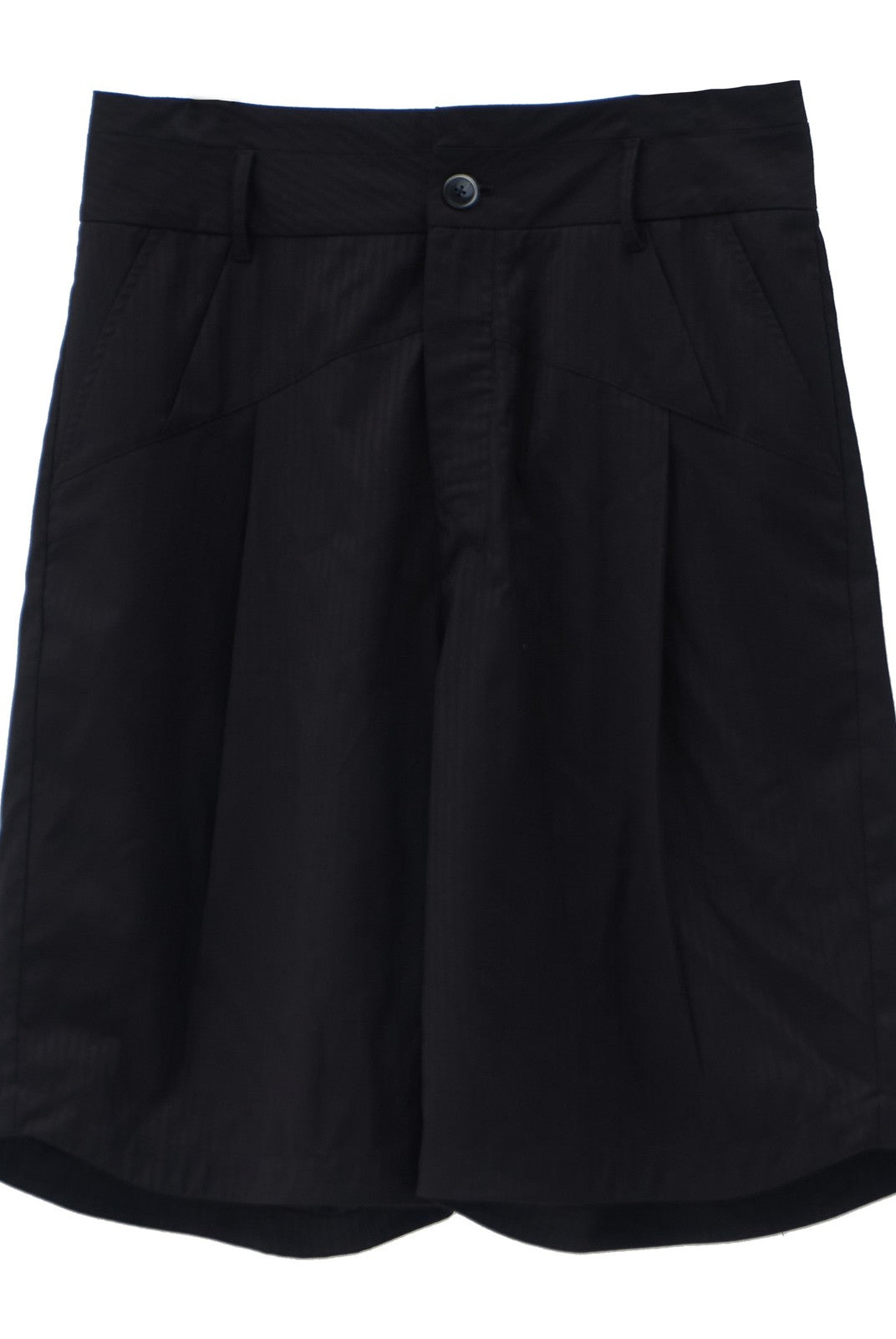 BLINDNOPLAN Asymmetric Striped Suit Shorts in Black
