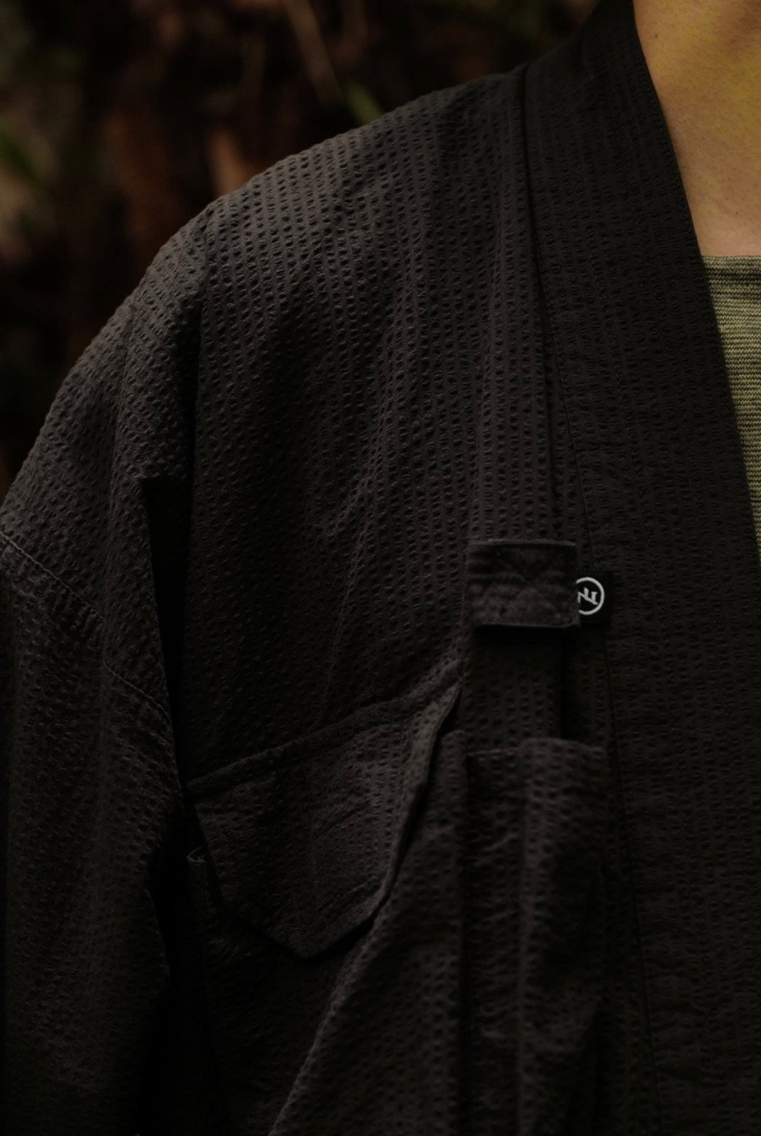 USAGE Reversible Utility Noragi Jacket in Black - On Model