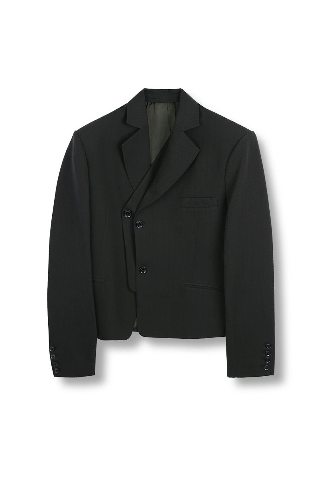 SOD Deconstructed Asymmetric Wool Blazer in Black