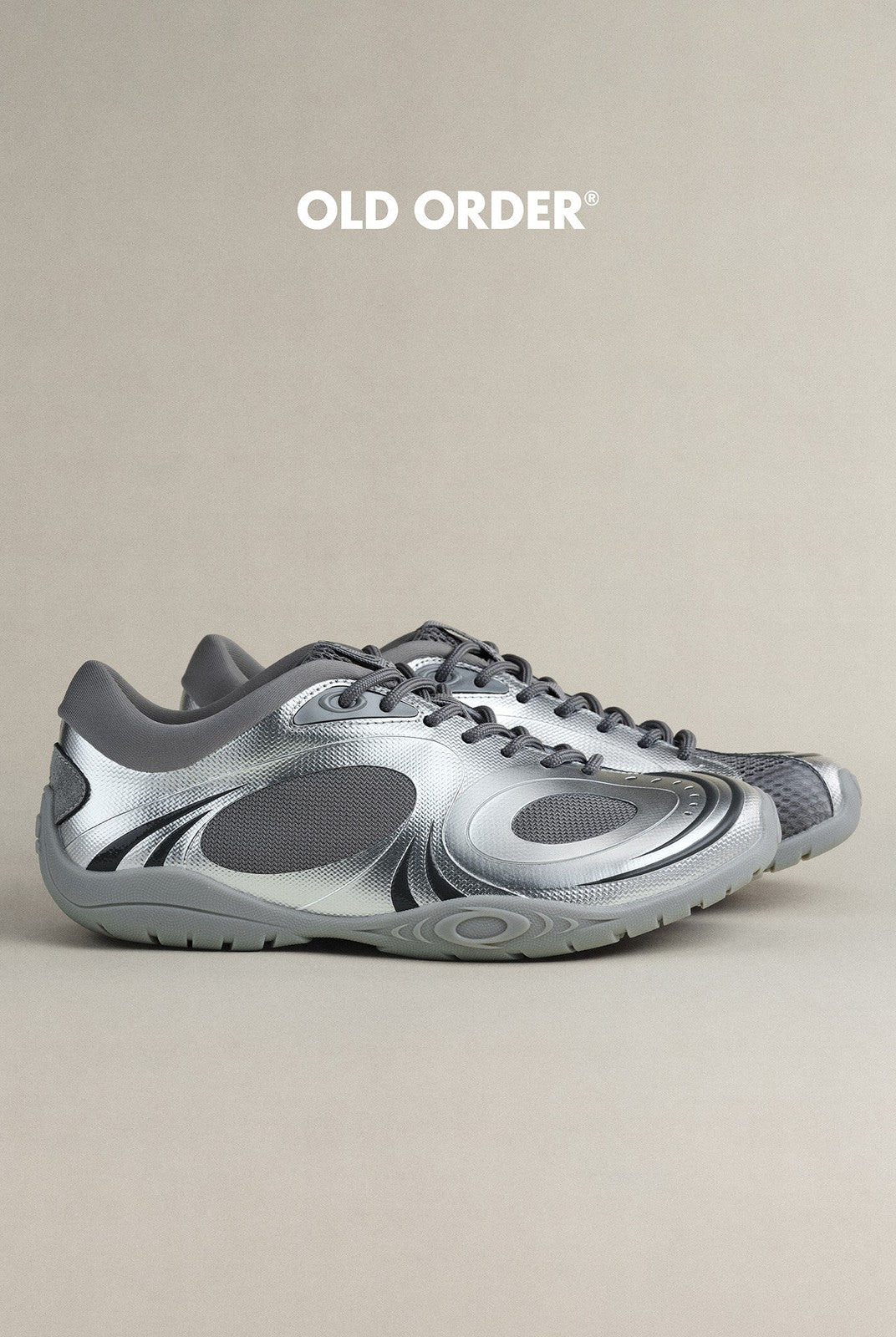OLDORDER Metallic Chunky Track Sneakers in Silver
