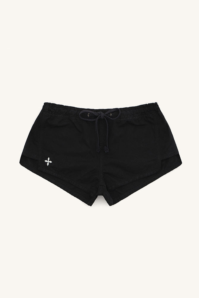 SMFK Low Rise Drawstring Cotton Shorts in Black