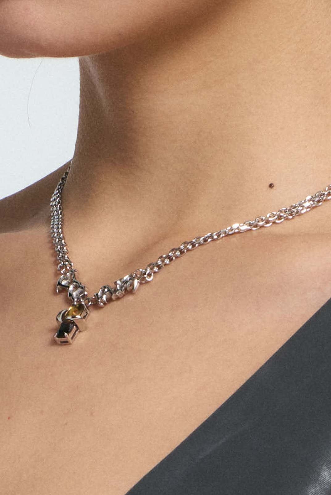 BLACKHEAD Vinyl Wave Gradient Necklace in Silver - On Model