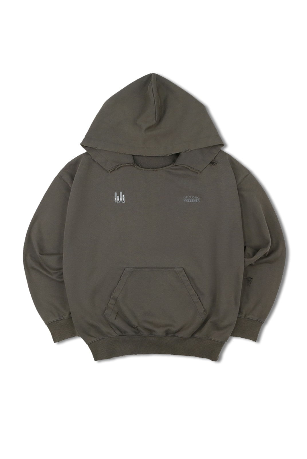 SOD Heavy Washed Distressed Hoodie in Green