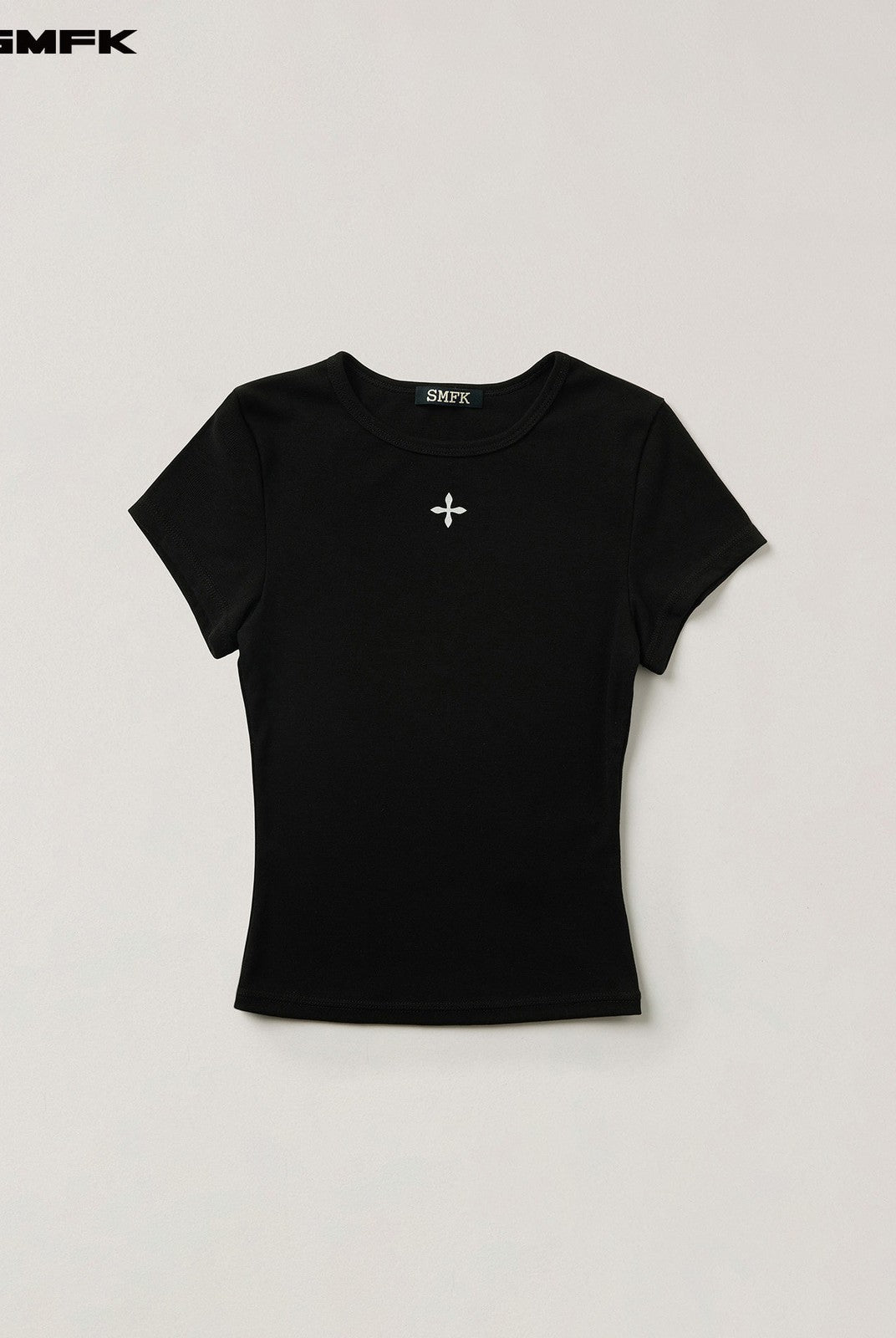 SMFK Short Sleeve Cropped T Shirt in Black