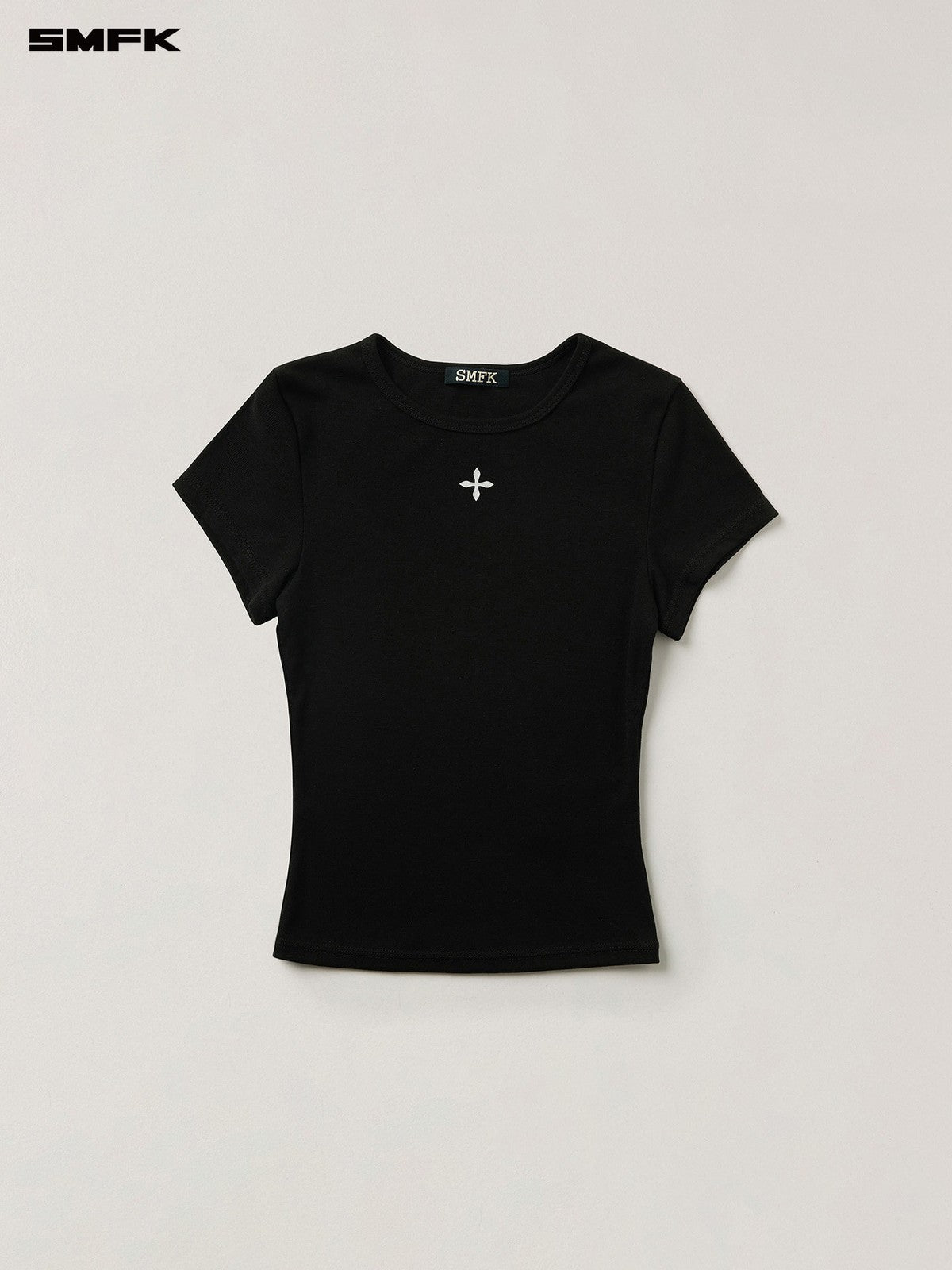 SMFK Short Sleeve Cropped T Shirt in Black