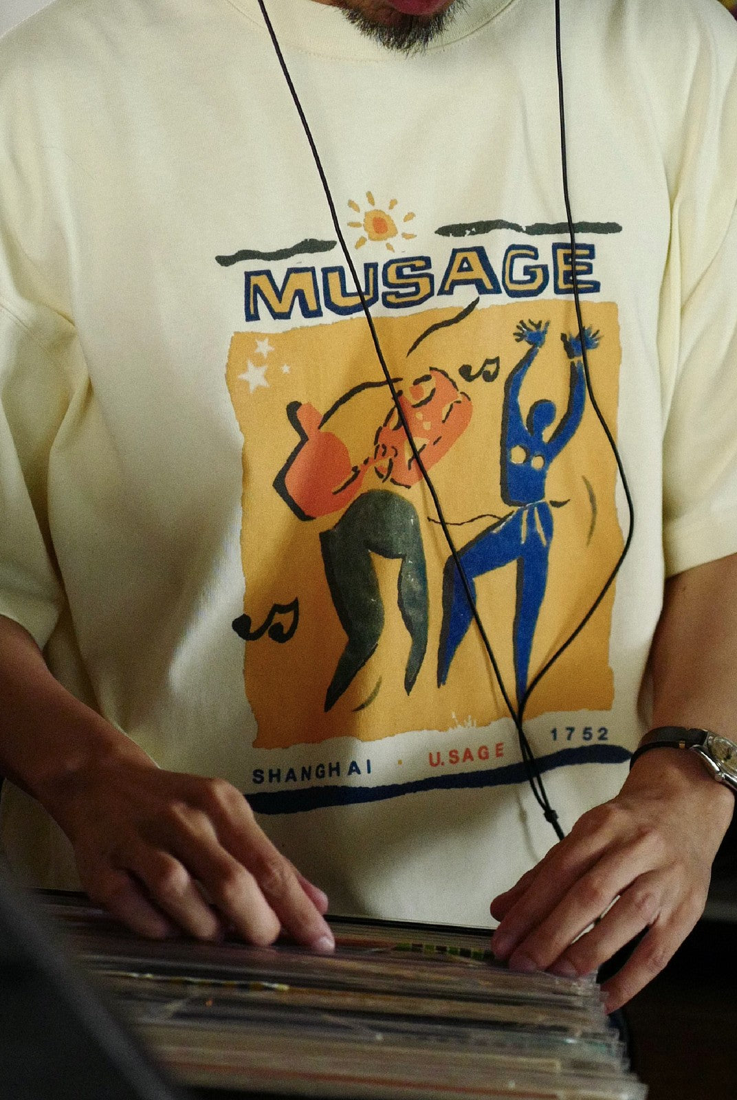 USAGE Heavyweight Graphic Cotton T Shirt in White - On Male Model