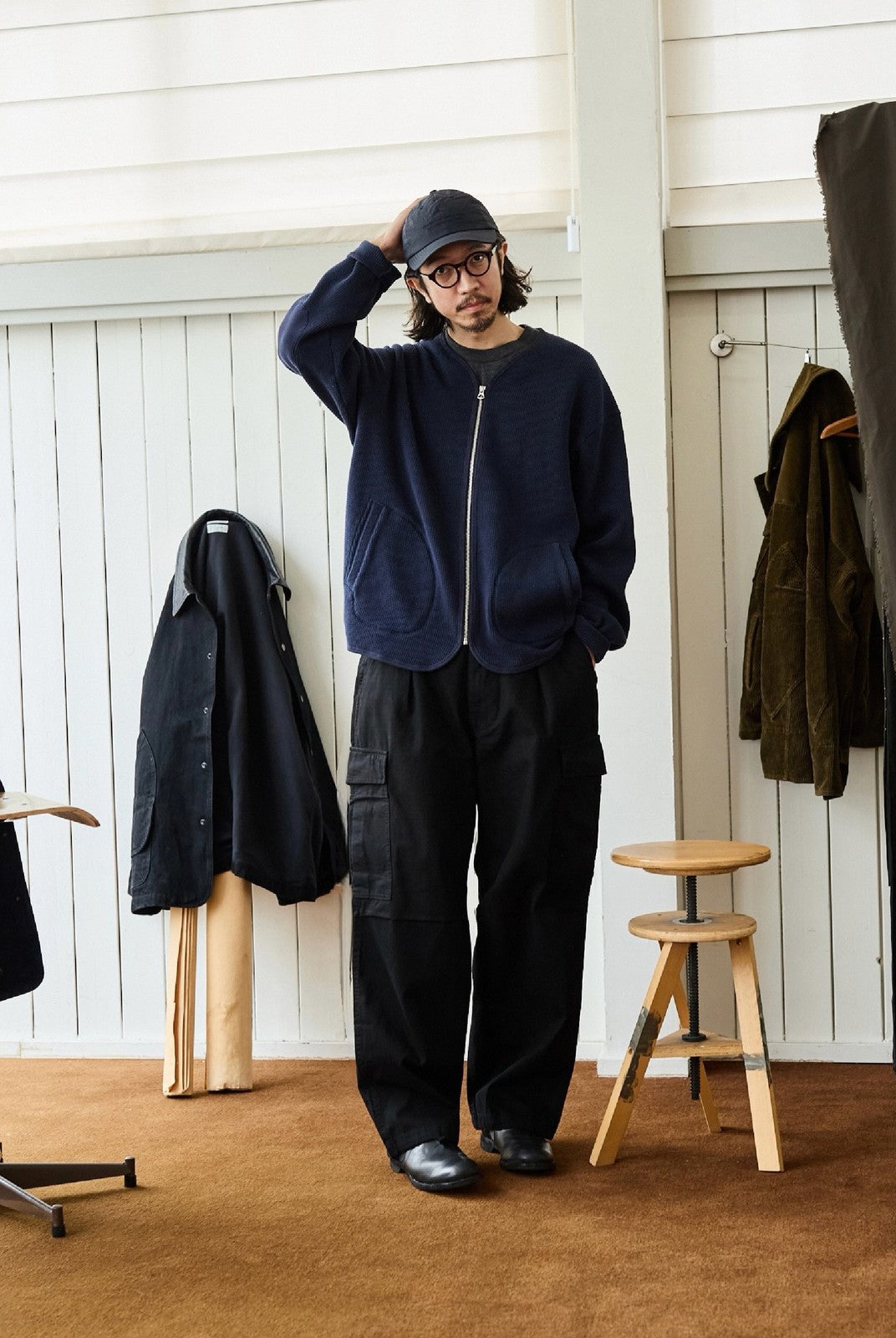 USAGE Heavyweight Ripstop M51 Cargo Pants in Black - On Male Model