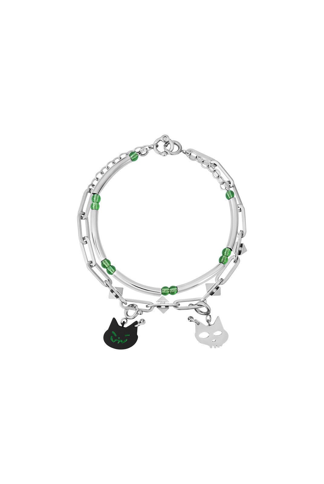 BLACKHEAD Double Layer Cat Charm Bracelet in Silver