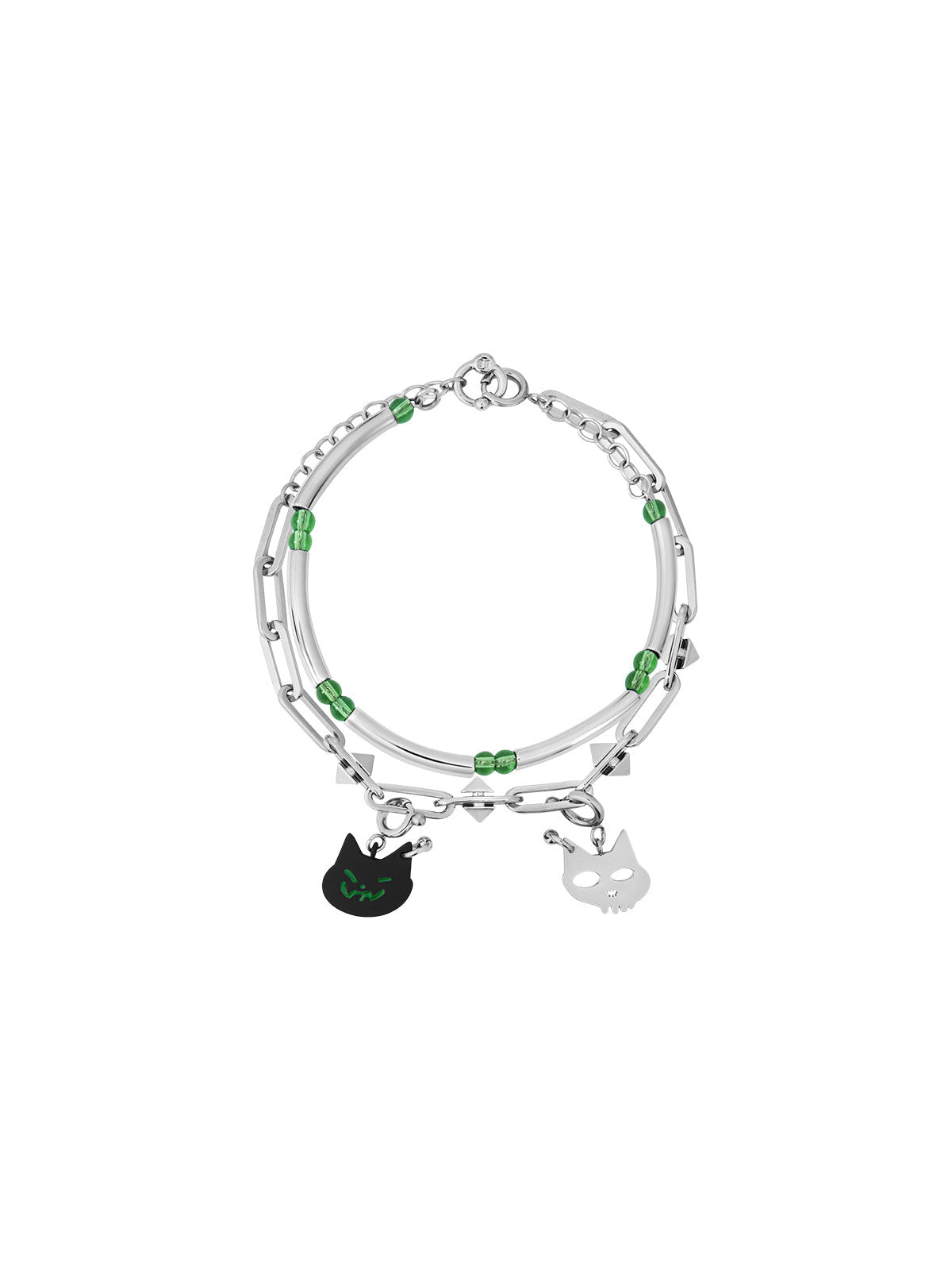 BLACKHEAD Double Layer Cat Charm Bracelet in Silver