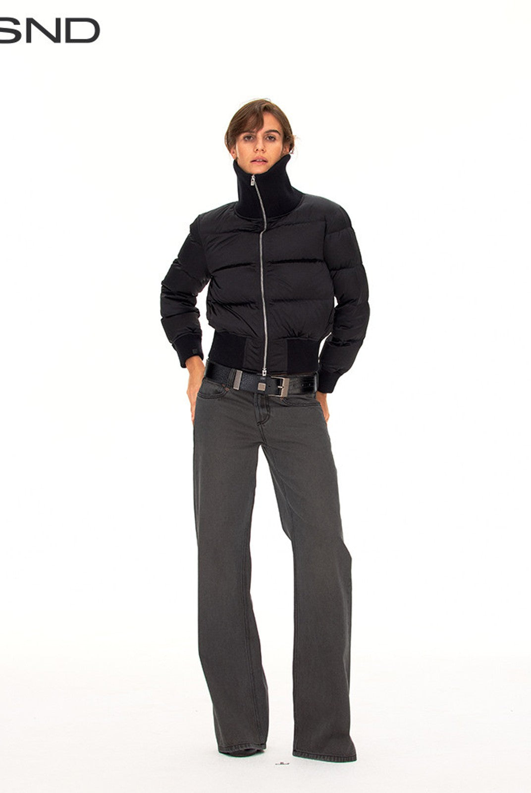 FaxCopyExpress Vintage Wash Gray Jeans in Gray - On Female Model