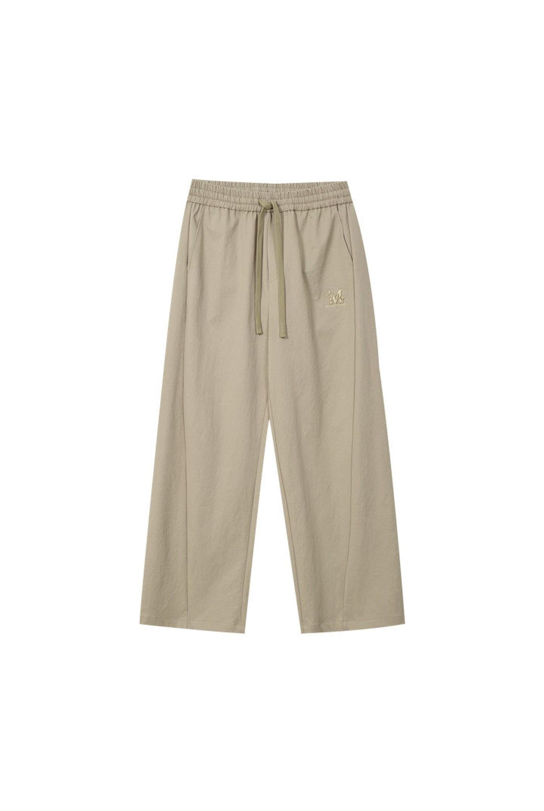 MEDM Spliced Drawstring Wide Leg Trousers in Beige