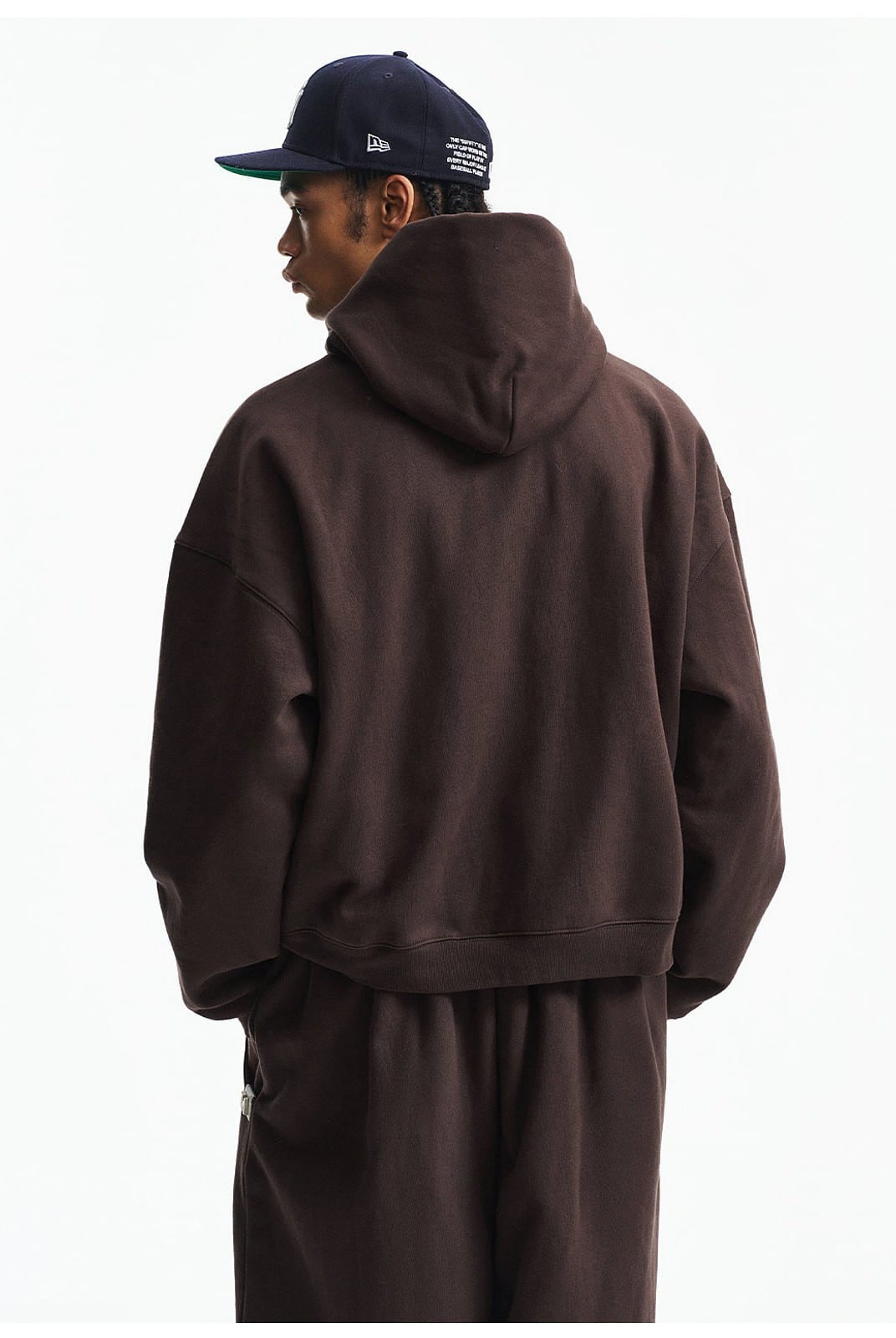 MEDM 3D Logo Two Way Zip Cotton Hoodie in Brown - On Model