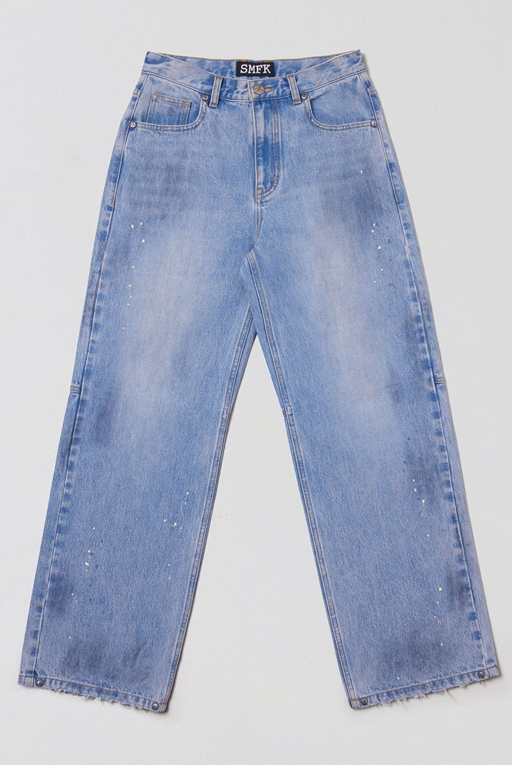 SMFK Washed Wide Leg Denim Jeans in Sky Blue