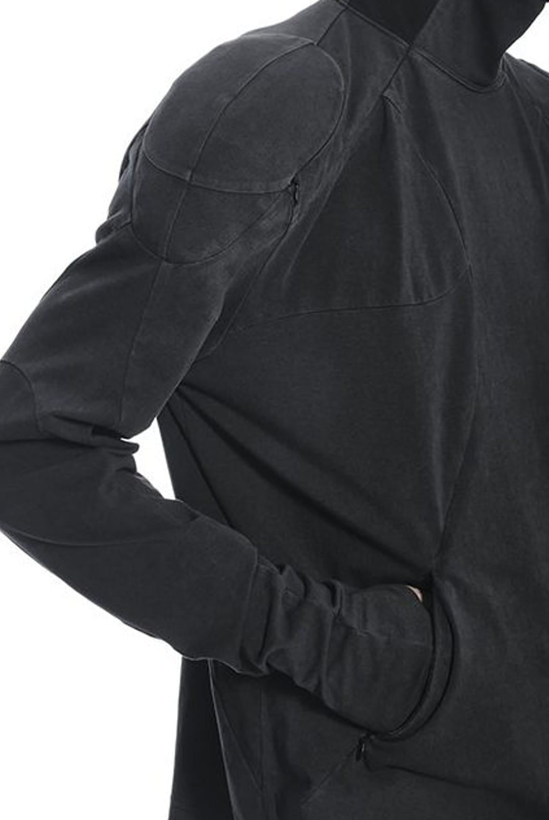 D5ove Hooded Shoulder Pad Pullover in Black - On Model