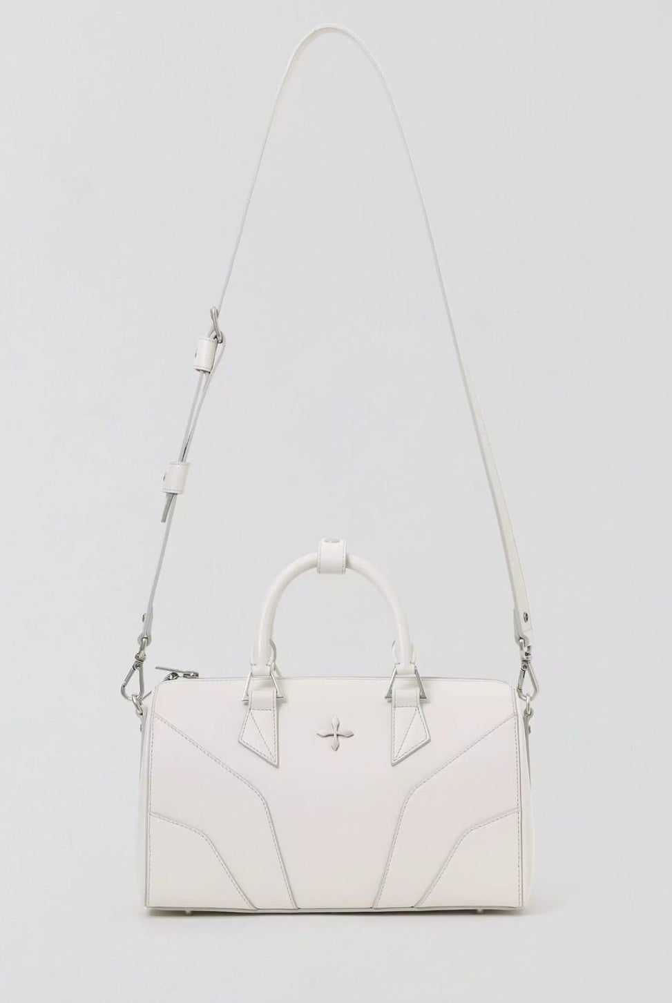 SMFK Medium Leather Cross Motif Handbag in White