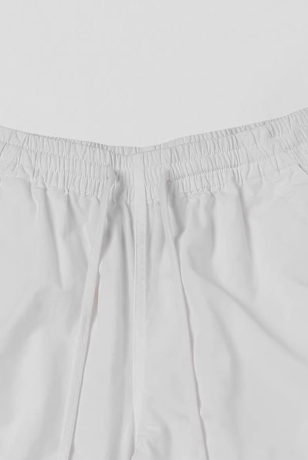 SMFK Garment Dyed Drawstring Cargo Pants in White - Detail