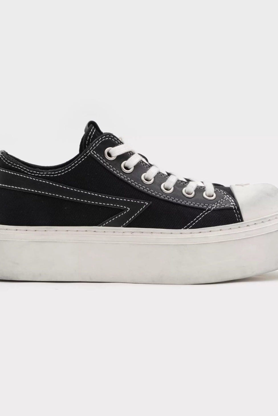 SMFK Distressed Canvas Skate Sneakers in Black