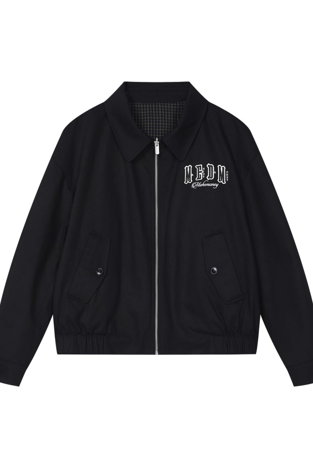 MEDM Reversible Cotton Zip Up Barn Jacket in Black