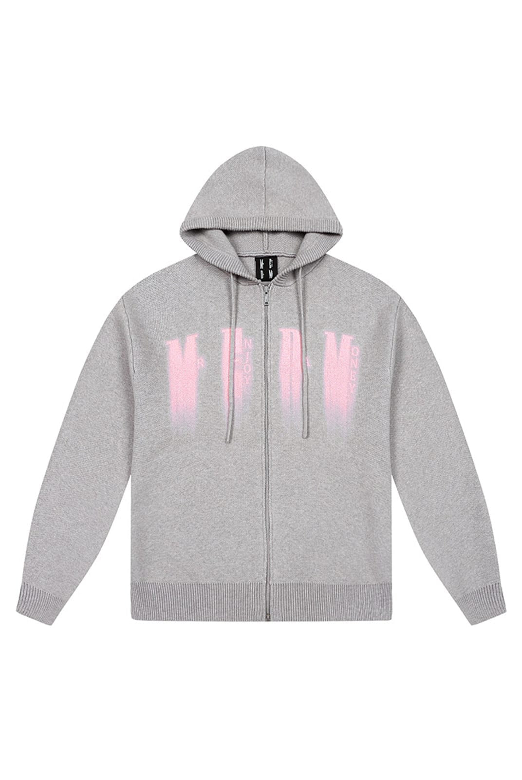 MEDM Zip Up Hooded Knit Cardigan in Gray