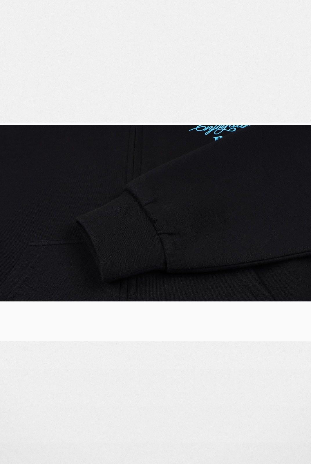 MEDM Embroidered Cotton Blend Zip Up Hoodie in Black - Detail