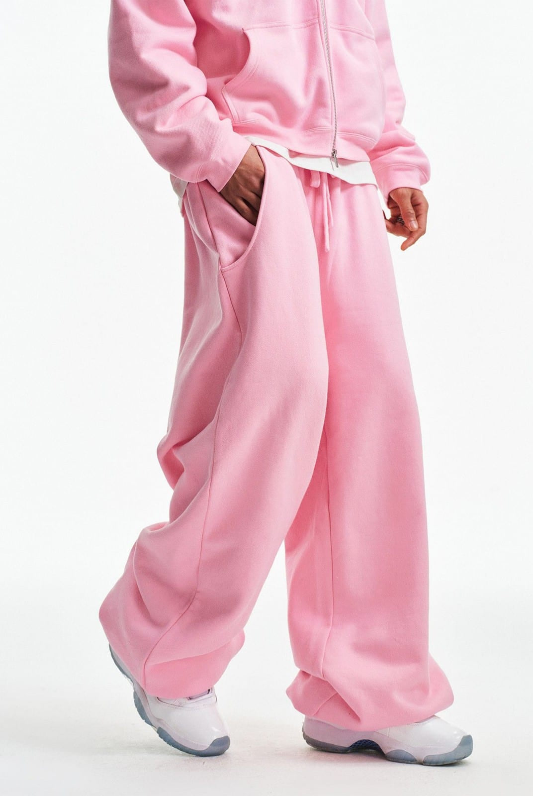 MEDM Cotton Drawstring Sweatpants in Pink - On Model