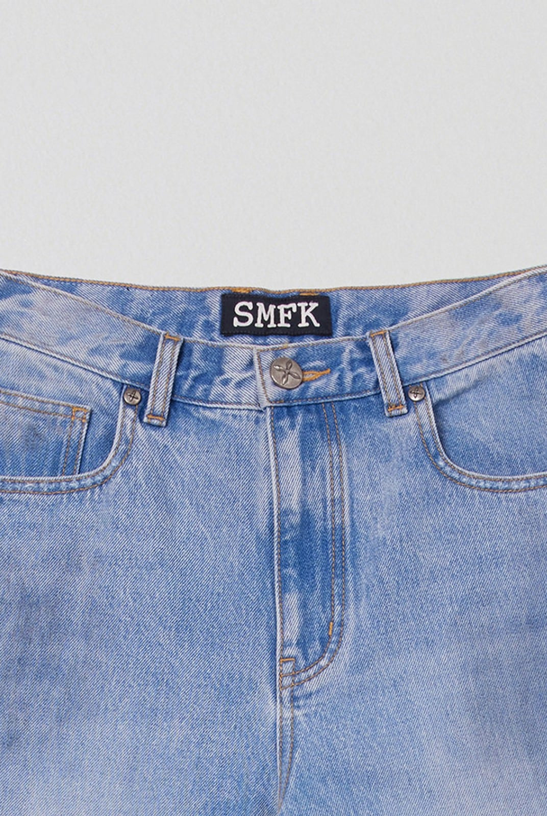 SMFK Washed Wide Leg Denim Jeans in Sky Blue - Detail