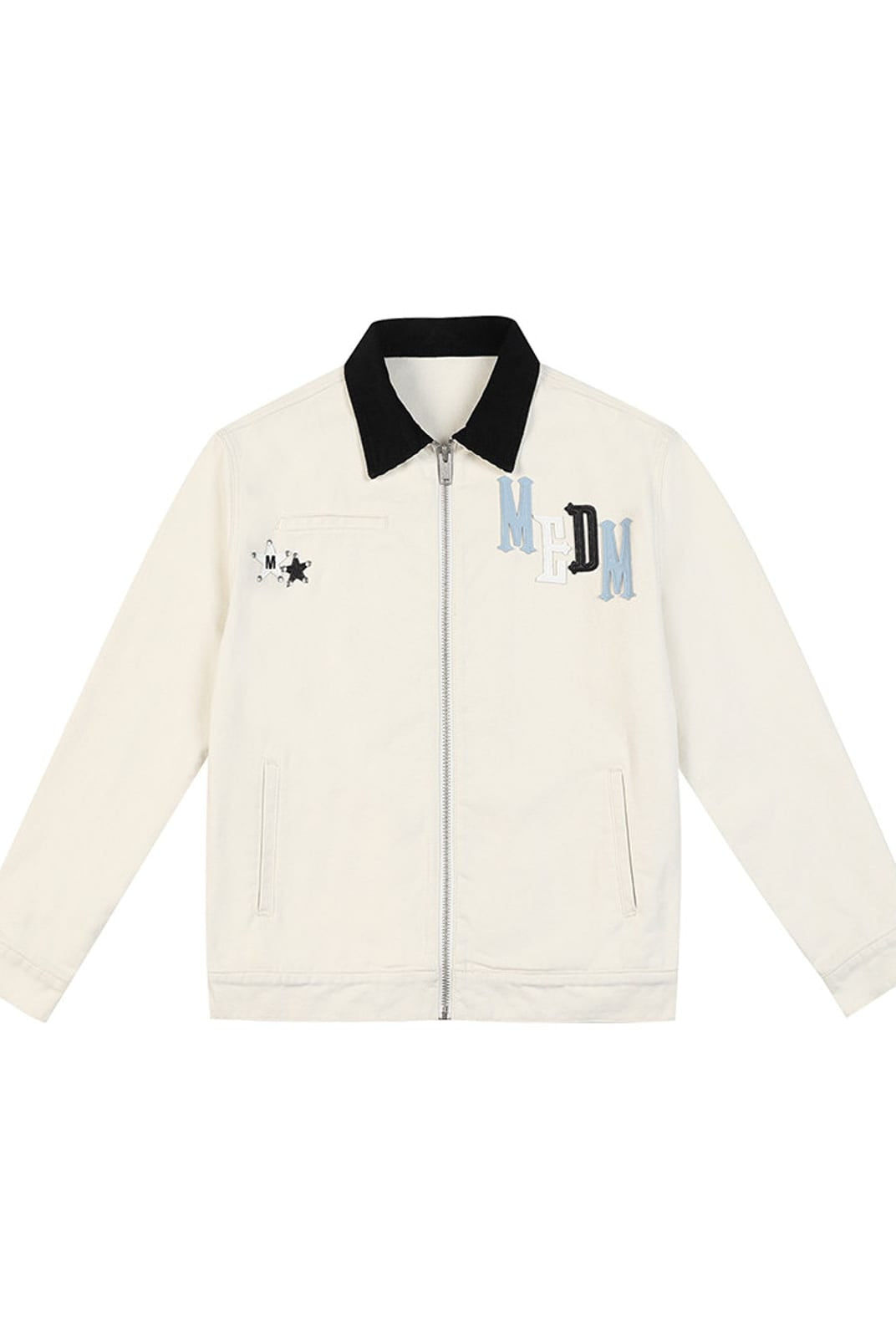 MEDM Leather Paneled Cotton Detroit Jacket in Cream