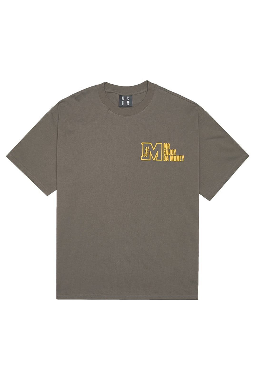 MEDM Half Sleeve Cotton Logo T Shirt in Dark Gray
