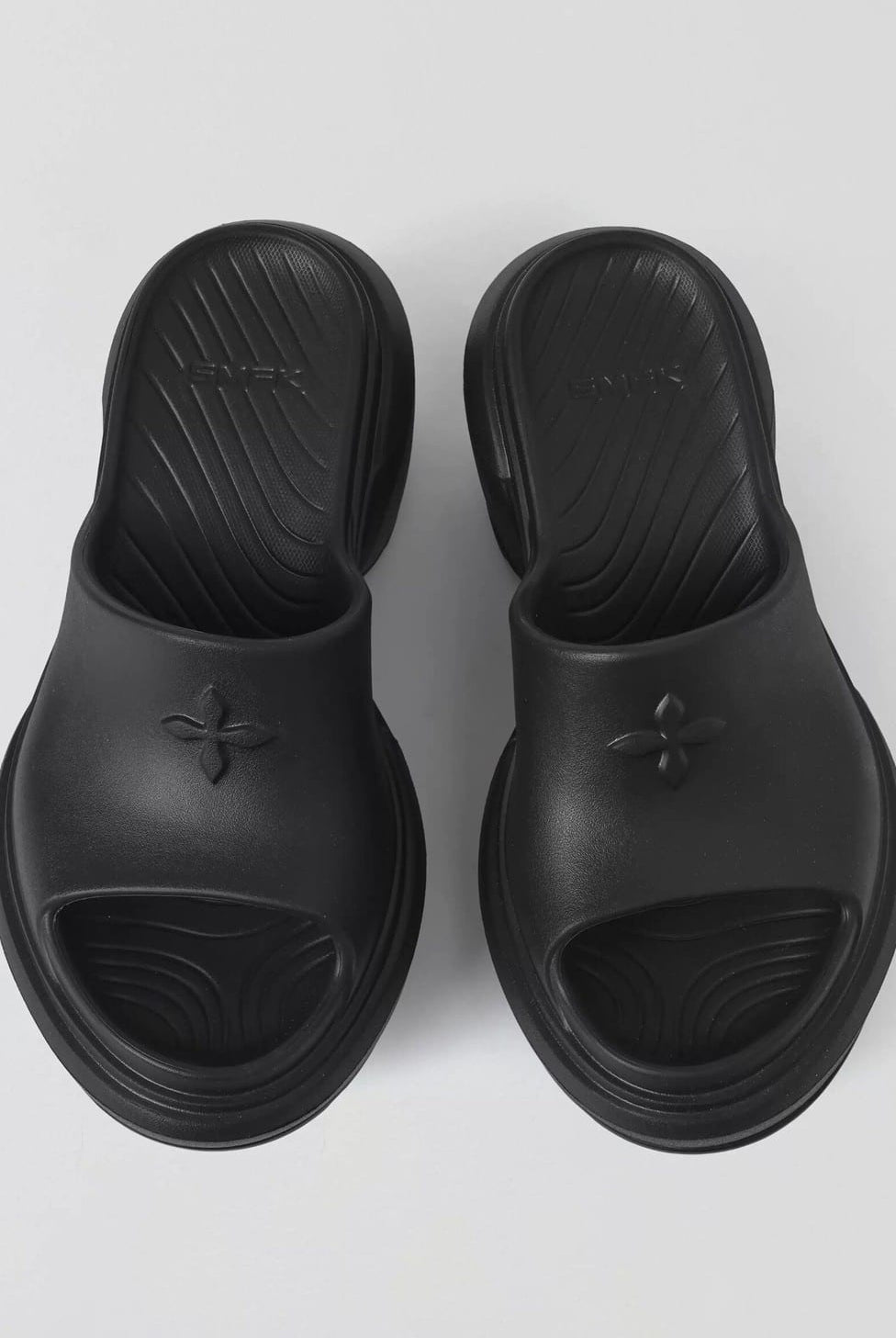 SMFK Molded Platform Slide Sandals in Black
