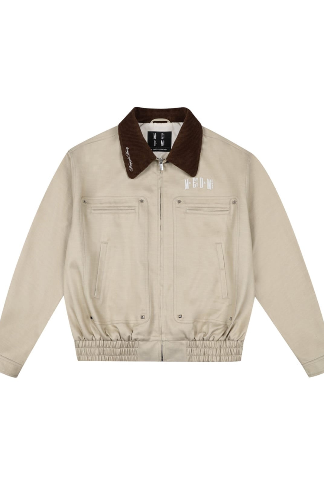 MEDM Embroidered Harrington Jacket in Beige