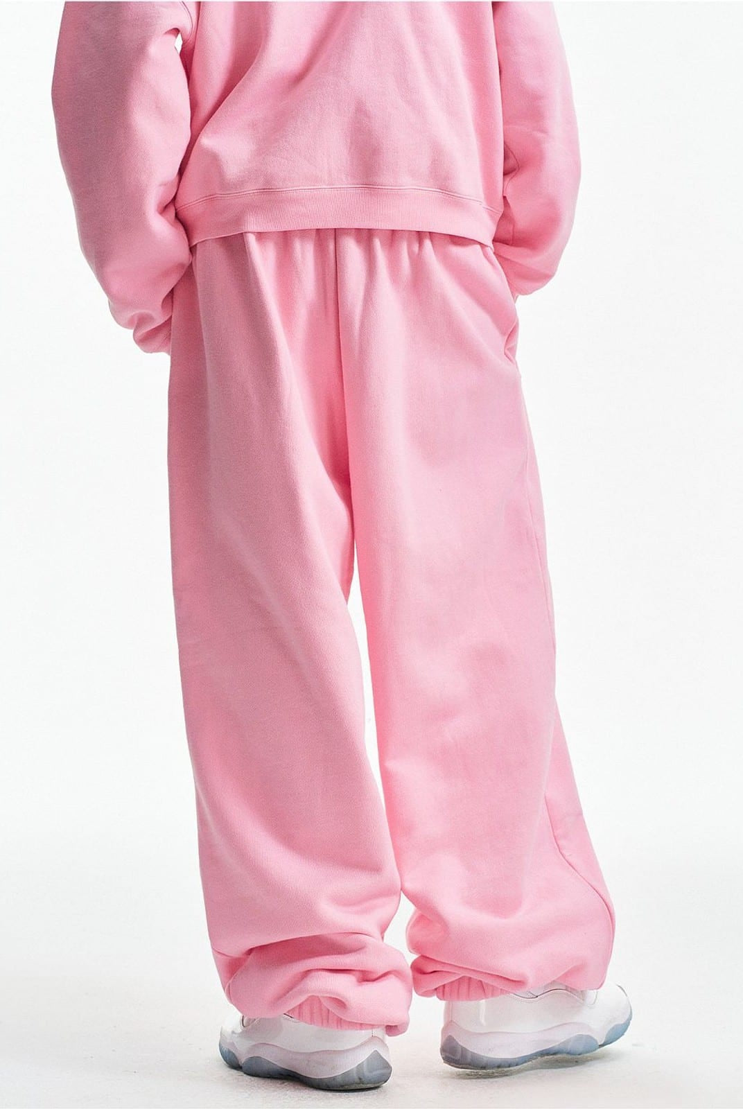 MEDM Cotton Drawstring Sweatpants in Pink - On Model