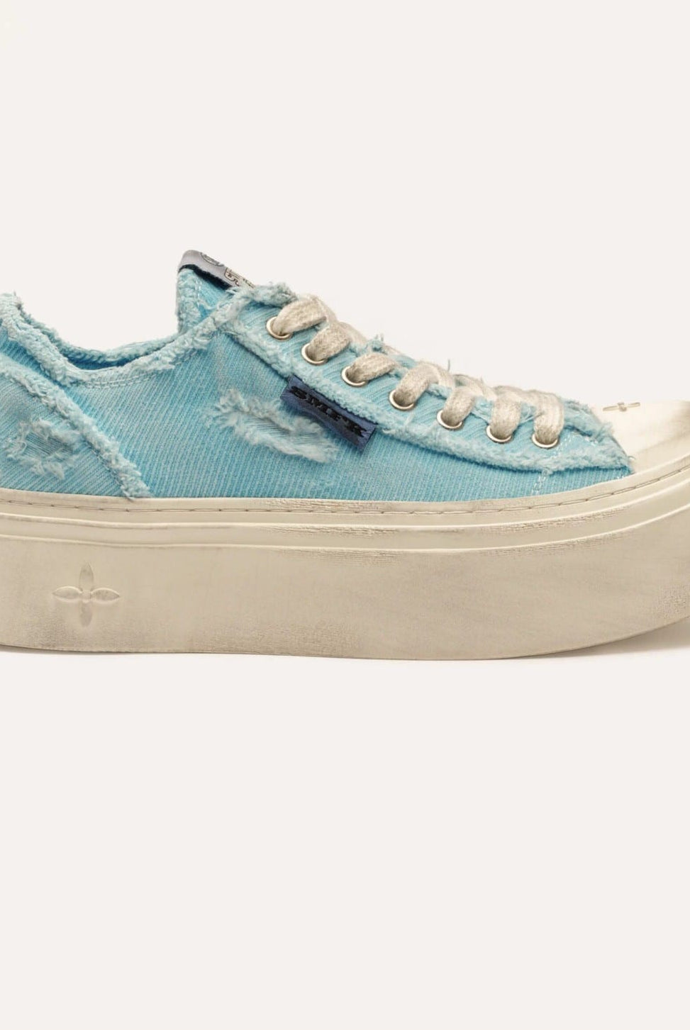 SMFK Distressed Canvas Skate Sneakers in Sky Blue