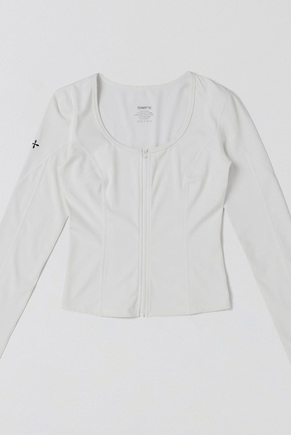 SMFK Scoop Neck Zip Up Sports Jacket in White