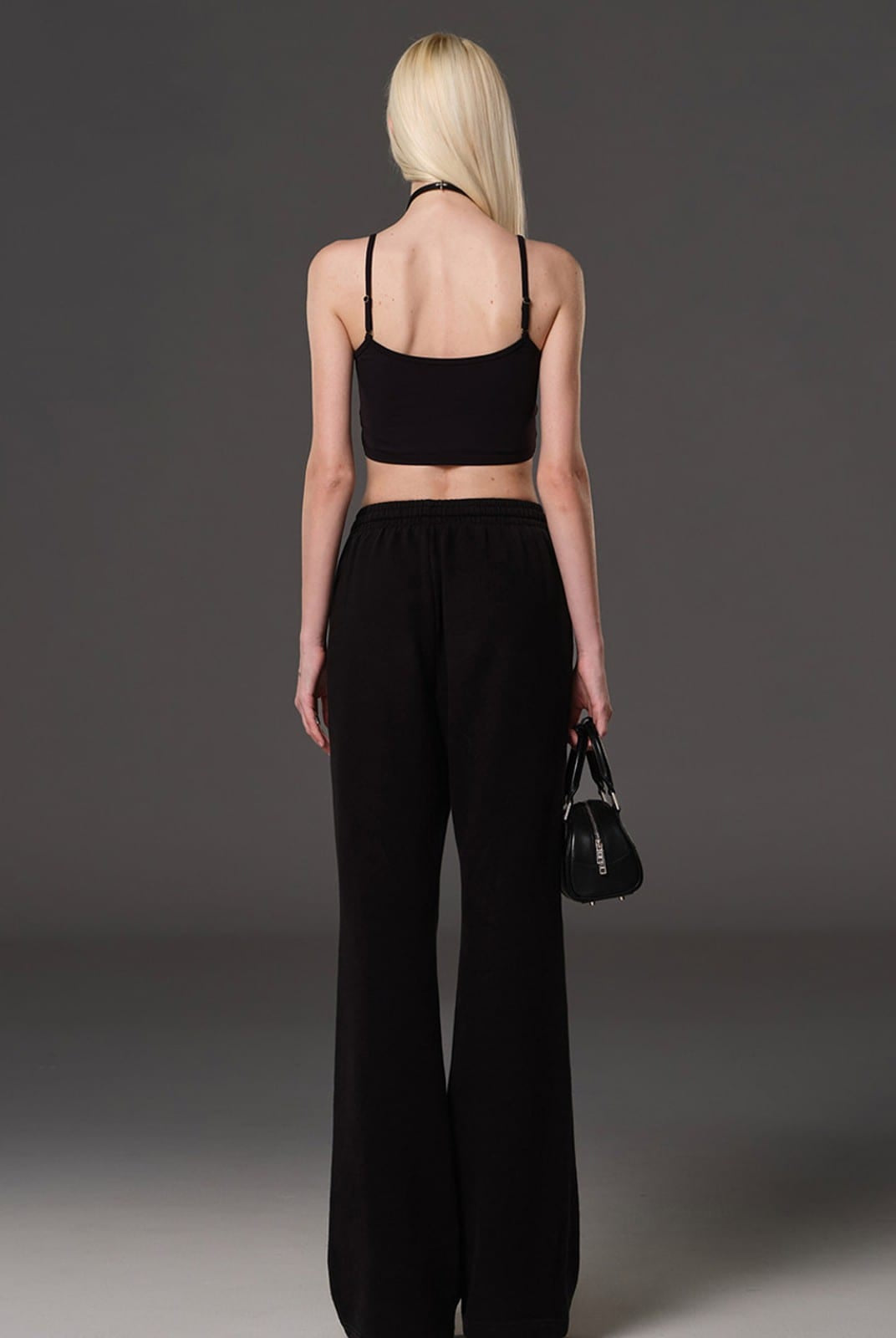 SMFK Cotton Blend Flared Sweatpants in Black - On Model
