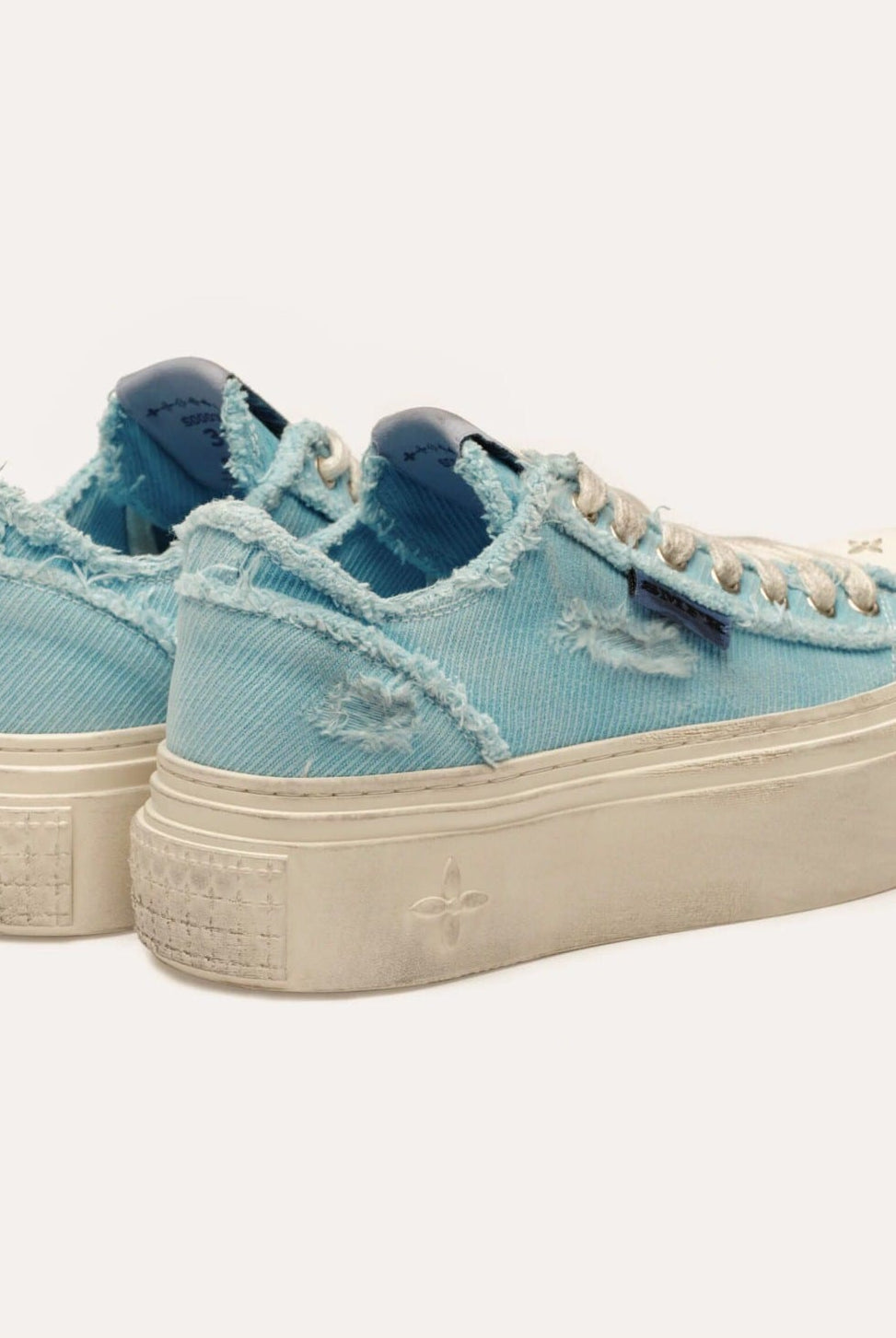 SMFK Distressed Canvas Skate Sneakers in Sky Blue