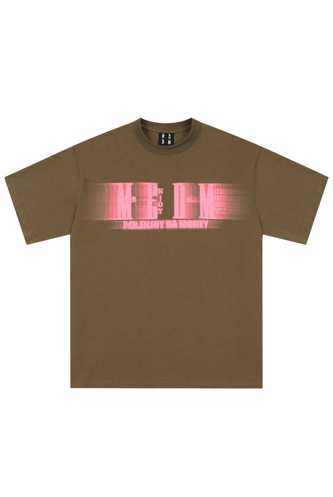 MEDM Glitch Logo Graphic Cotton T Shirt in Brown