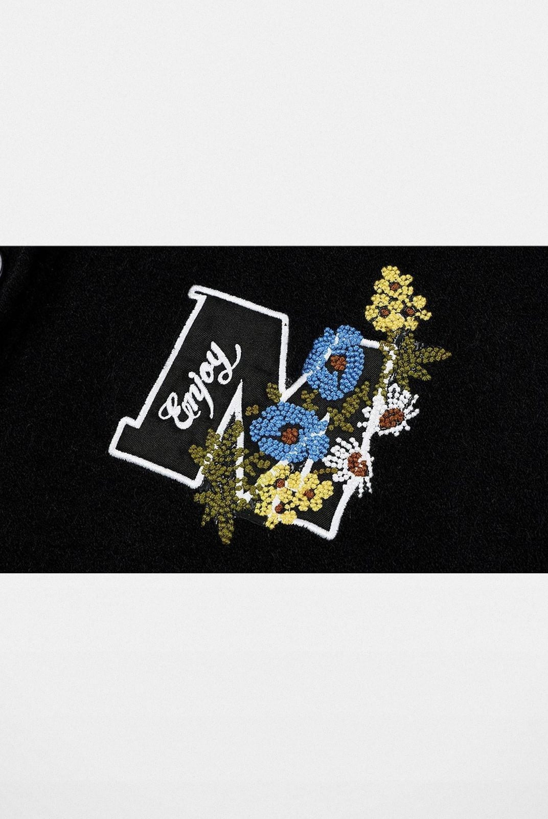 MEDM Floral Embroidered Knit Cardigan in Black - Detail