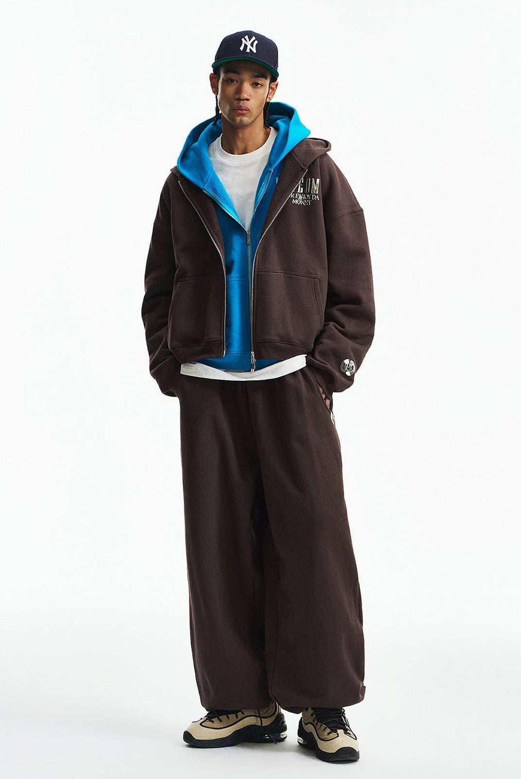 MEDM Cotton Drawstring Sweatpants in Brown - On Male Model