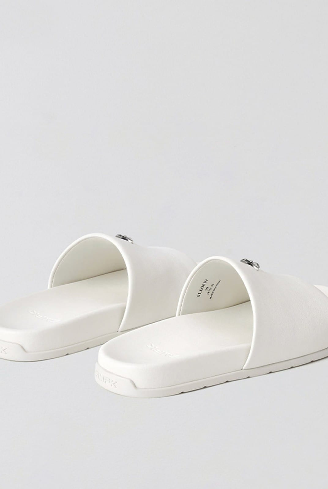 SMFK Leather Cross Detail Slide Sandals in White