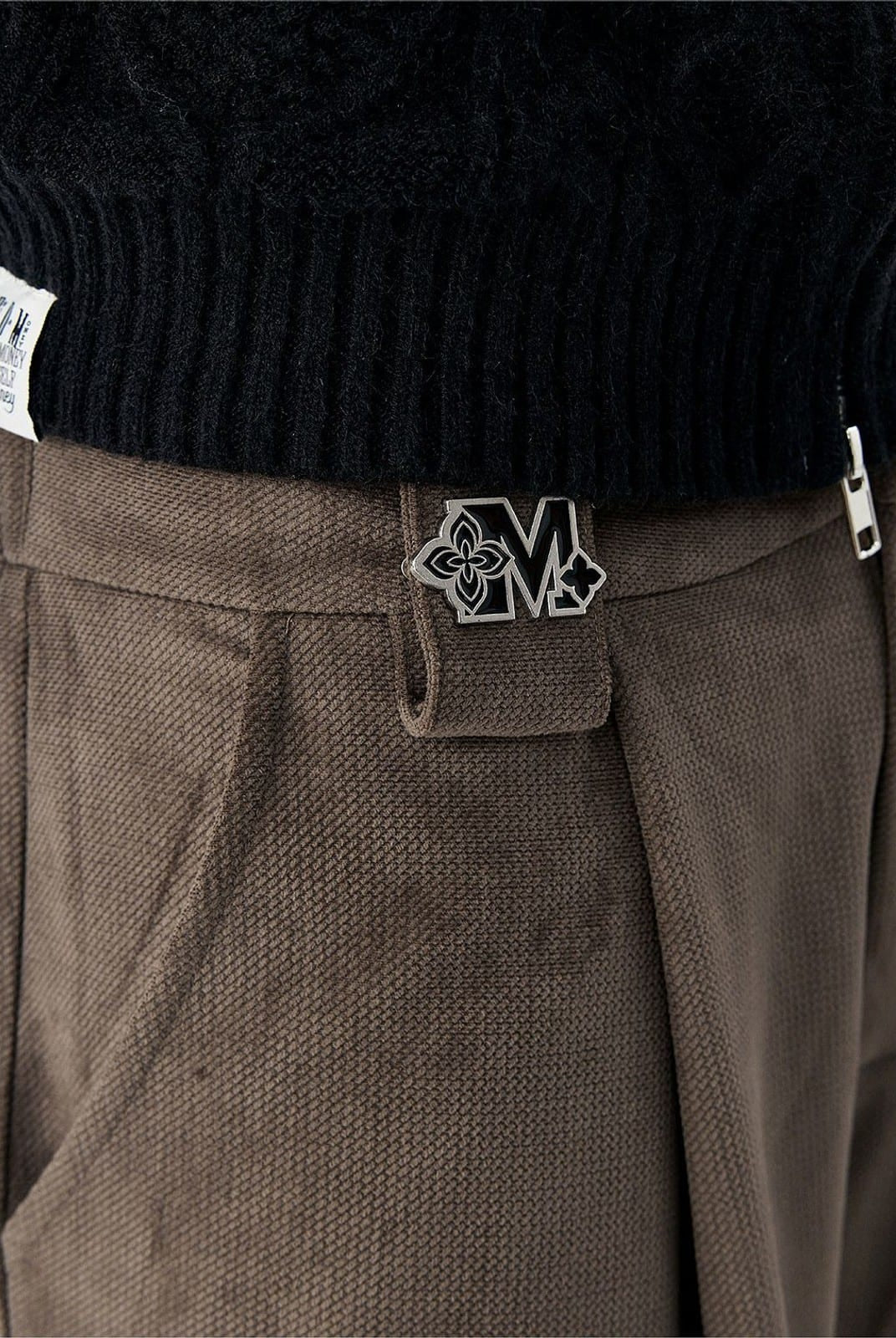 MEDM Wide Leg Parachute Cargo Pants in Brown - On Model