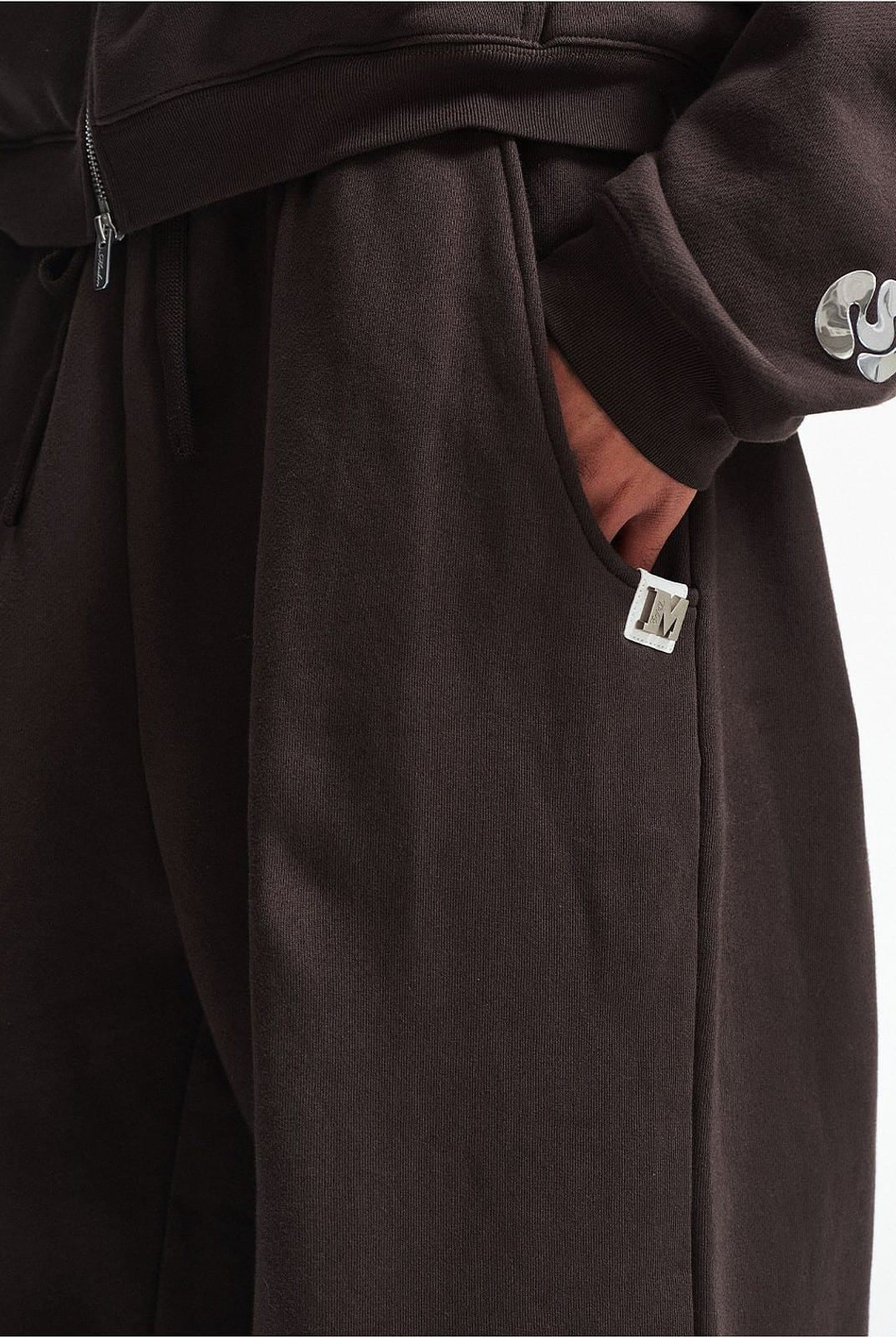 MEDM Cotton Drawstring Sweatpants in Brown - On Model