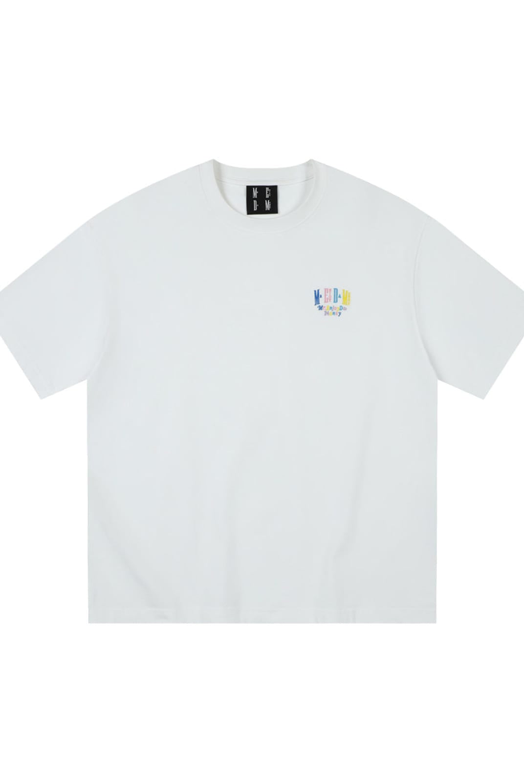 MEDM Letter Embroidery Cotton T Shirt in White
