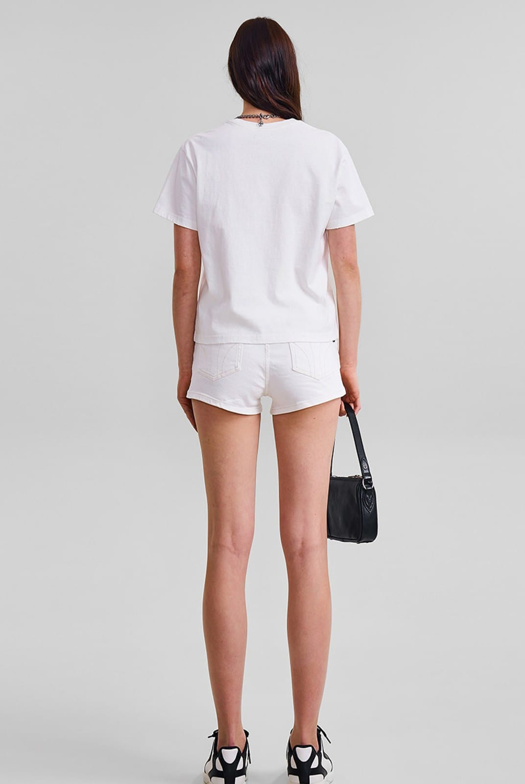 SMFK Vintage Wash Cross Graphic T Shirt in White - On Model
