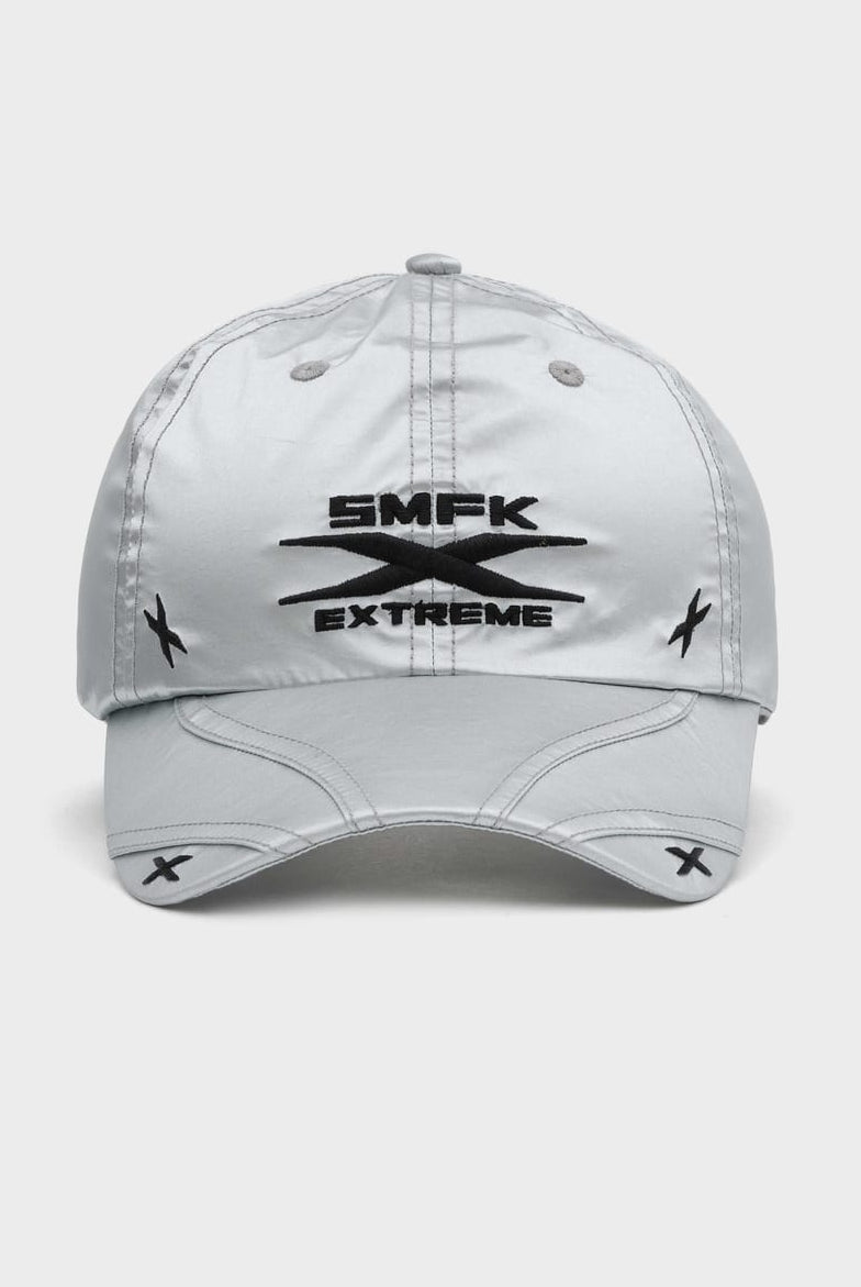 SMFK Distressed Cross Embroidered Baseball Cap in Gray