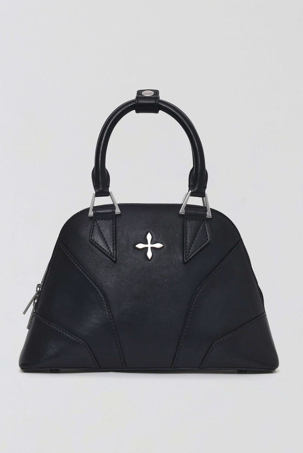 SMFK Medium Leather Shell Bag in Black